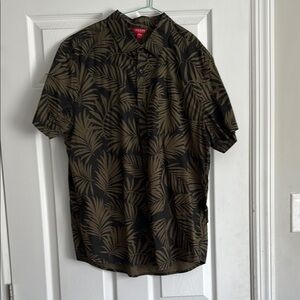 Men's Black and Dark green Tropical Shirt